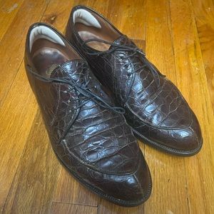 Vintage 1950s Edwin Clapp genuine alligator derby dress shoes 8.5 C/E